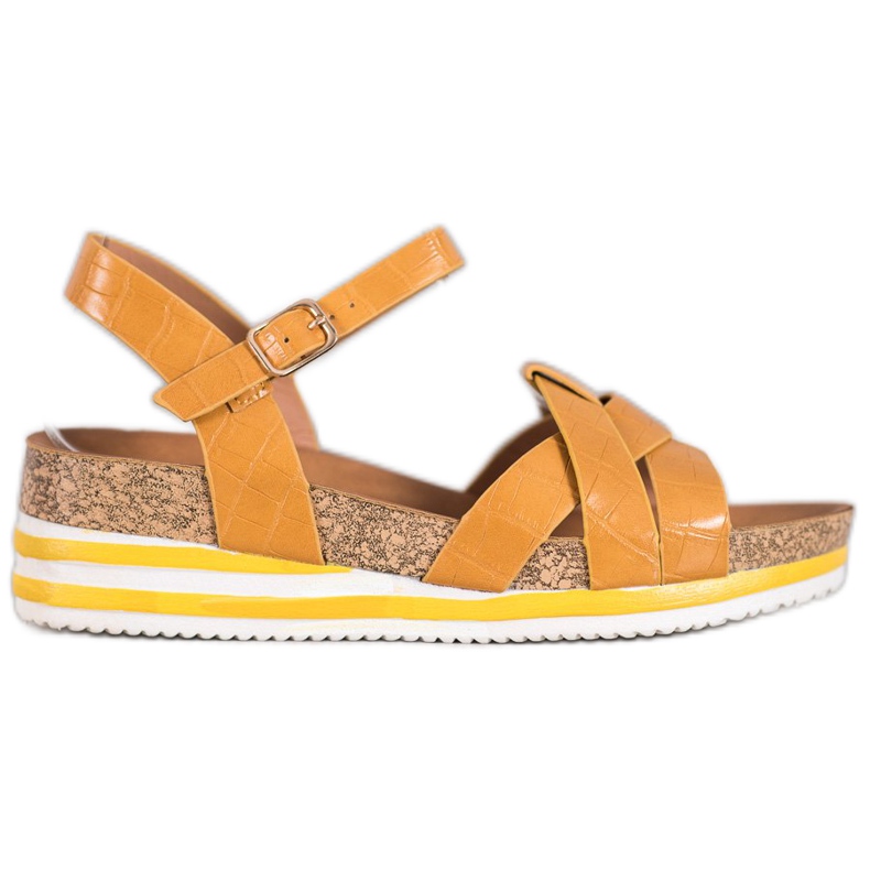 Comer Sandale galbene cu piele ecologică