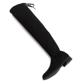 Cizme în piele înaltă Lycra 3037 Negru alb