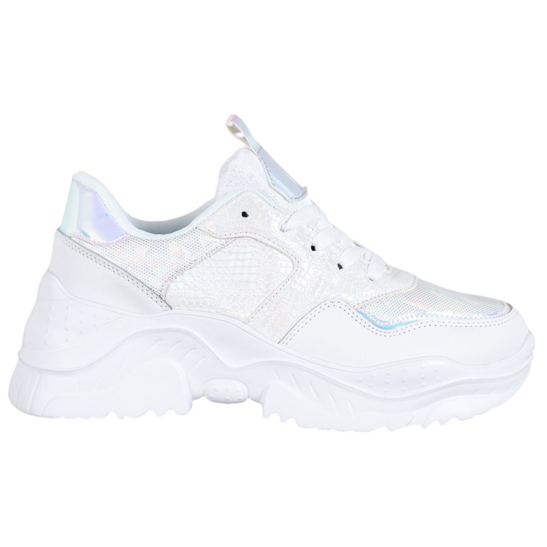 SHELOVET Adidași din piele ecologică alb gri