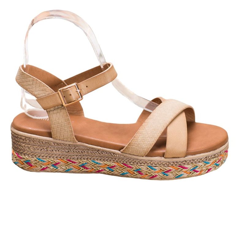 Small Swan Sandale la modă cu piele ecologică maro