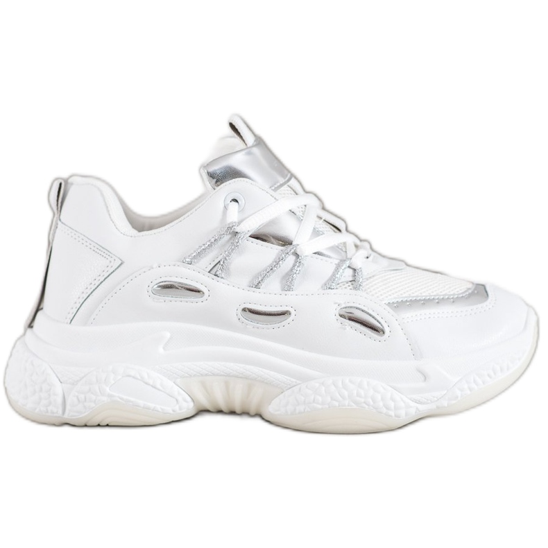 SHELOVET Adidași din piele ecologică albă gri