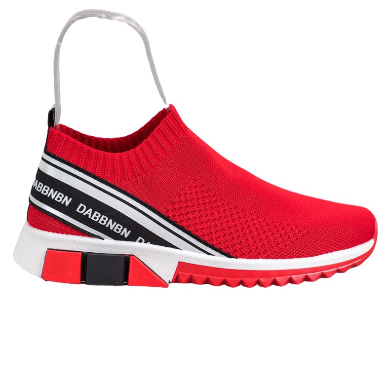 SHELOVET Pantofi sport textile alb negru roșu