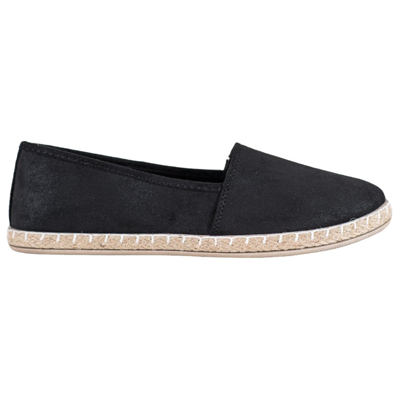 SHELOVET Espadrile negre cu sclipici negru