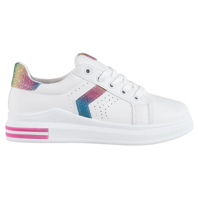 SHELOVET Adidași cu inserții sclipici alb multicolor SHELOVET Adidași cu inserții sclipici alb multicolor