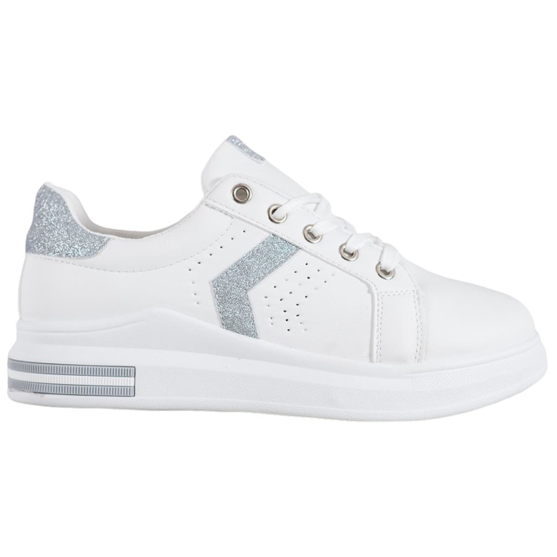 SHELOVET Adidași cu inserții sclipici alb gri
