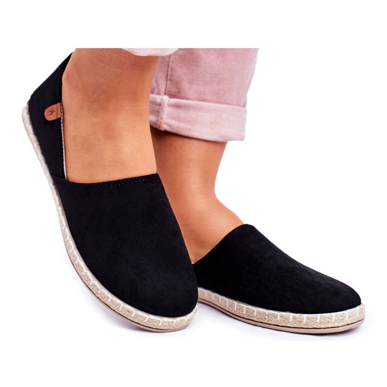 NEWS Espadrile alunecate negre pentru femei negru