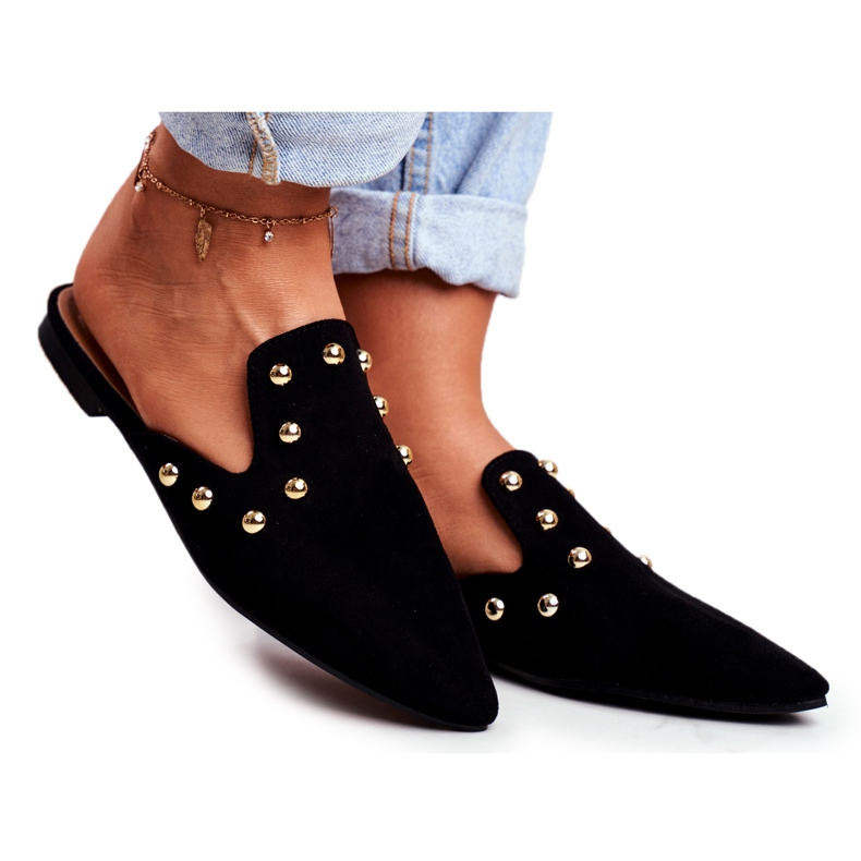 Sandale din piele neagră Lu Boo pentru femei Seniorita negru