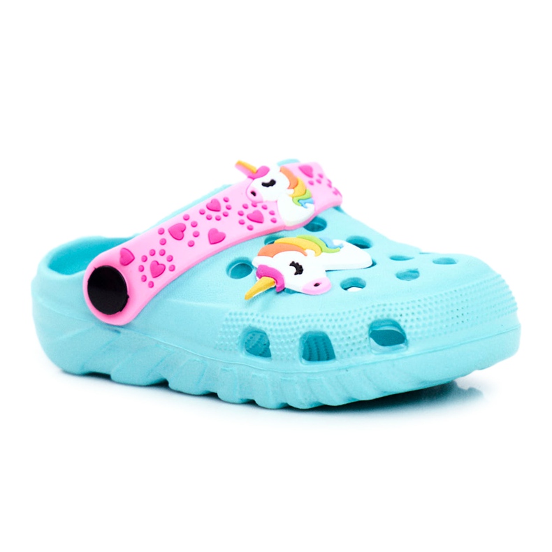 Bona Papuci pentru copii din spumă Crocs Blue Unicorn Lily violet albastru Bona Papuci pentru copii din spumă Crocs Blue Unicorn Lily violet albastru