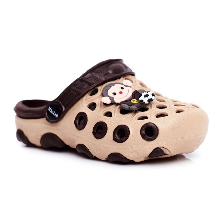 Papuci pentru copii Foam Crocs Brown Monkey Footballer maro