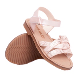 FRROCK Sandale pentru copii cu velcro pentru fete roz Lilo galben FRROCK Sandale pentru copii cu velcro pentru fete roz Lilo galben
