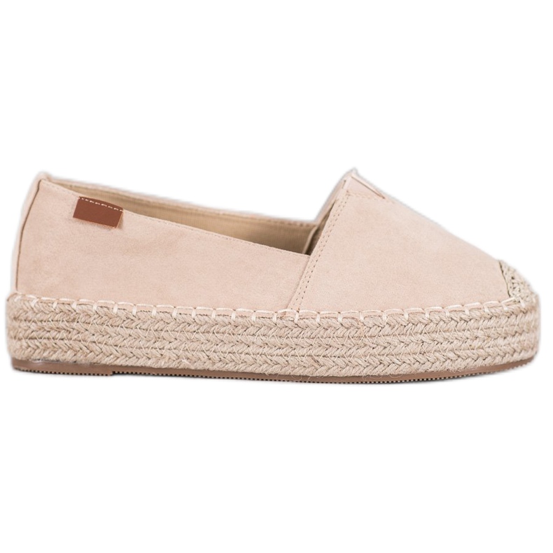 SHELOVET Espadrile bej cu piele intoarsa