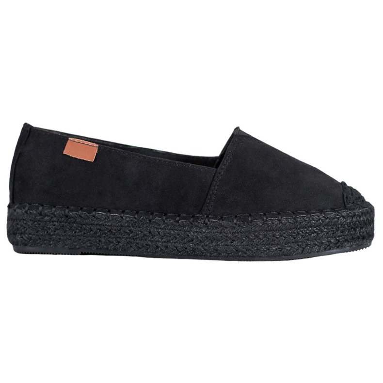 SHELOVET Espadrile negre cu piele de căprioară negru