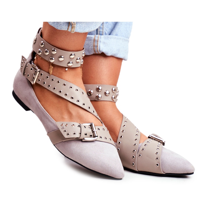Lu Boo Ballerina In Spitz Striped Rivets Grey Esteria gri