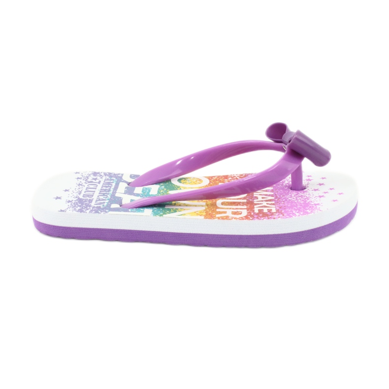 American Club Flip -flops -uri pentru fete, flip -flops cu un arc violet