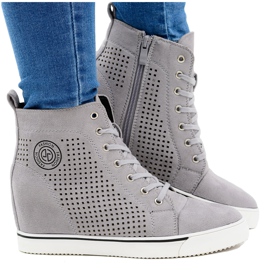 Adidași de damă Lu Boo High Openwork Grey Xenia gri