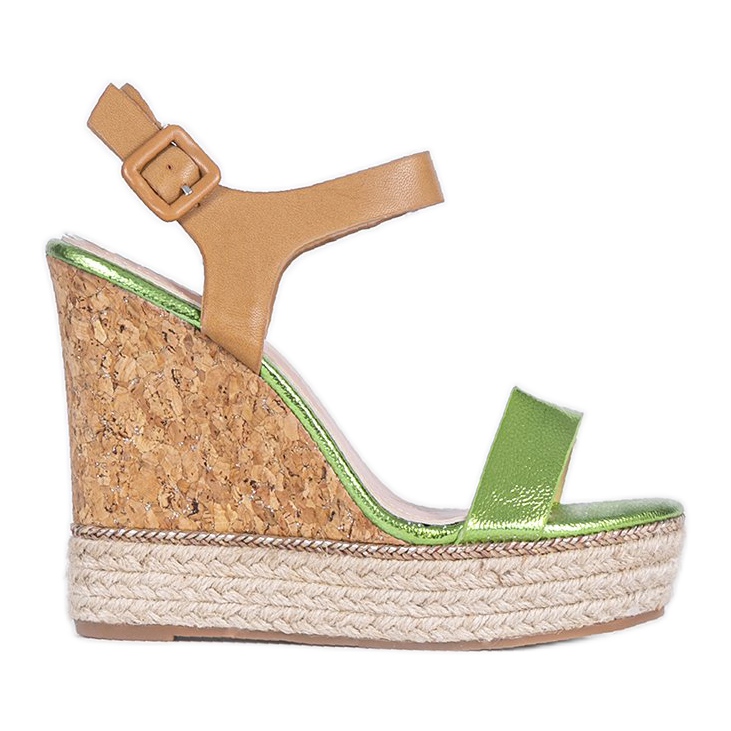 Sandale cu toc espadrile verzi VB76063 bej verde Sandale cu toc espadrile verzi VB76063 bej verde