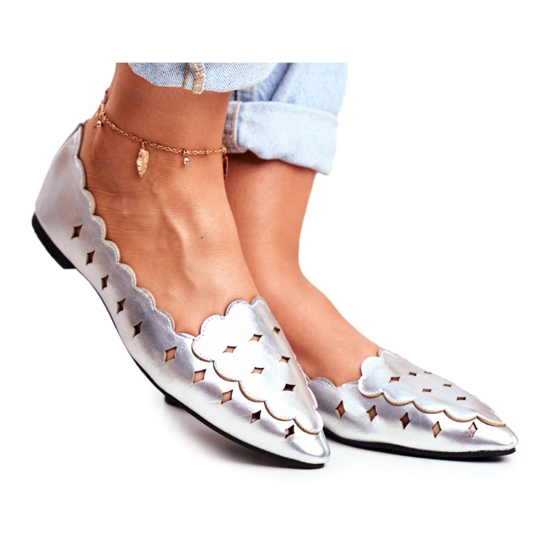 Balerini Lu Boo pentru femei Argintiu metalic Dianna gri