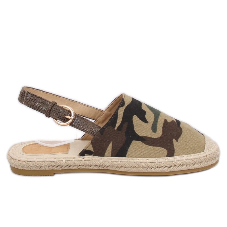 Espadrile cu toc deschis camo HH-119 Camuflaj verde