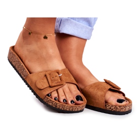 BUGO Papuci maro pentru femei, cataramă ajustabilă, rosalină