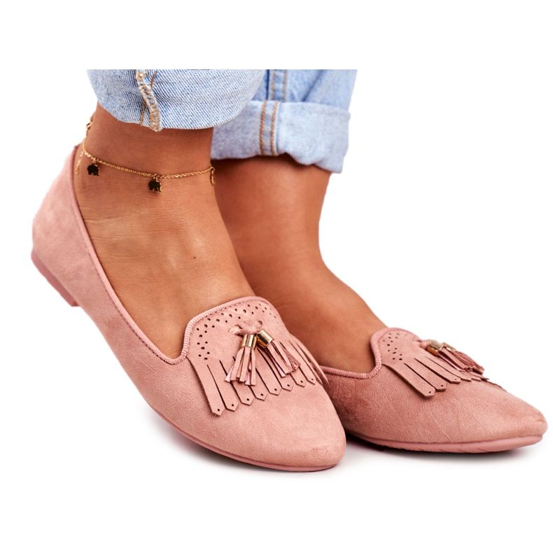 BUGO Mocasini de damă Pink Lords Fringes Therese roz