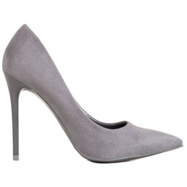 Small Swan Stilete gri cu piele de căprioară