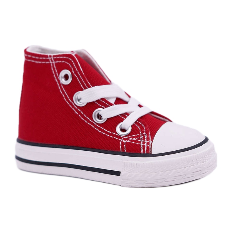 FRROCK Adidași înalți clasici pentru copii cu fermoar roșu Filemon alb