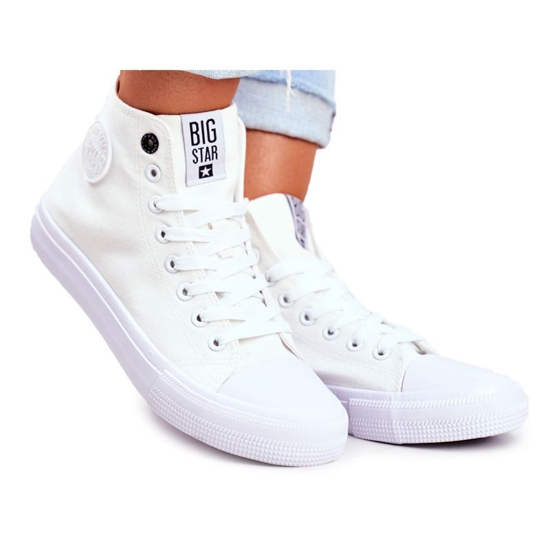 Adidași înalte pentru femei Big Star White FF274A171 alb