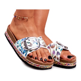 Papuci de damă Big Star Metallic Pattern DD274127 alb