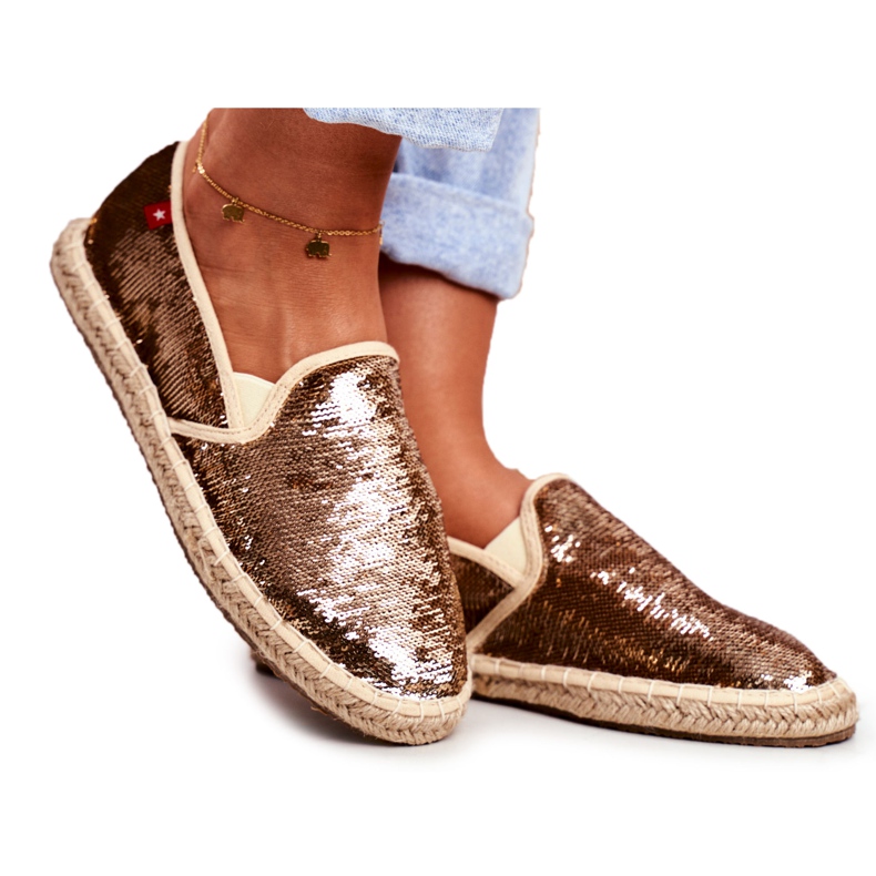 Espadrile pentru femei Big Star Iridescent Paiete Aur DD274A161 de aur