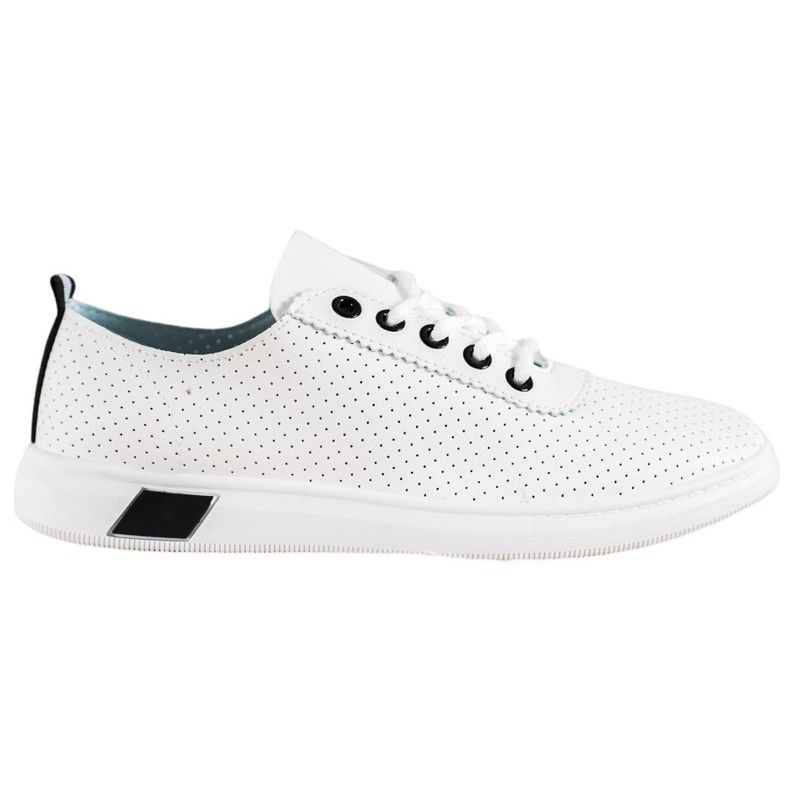 SHELOVET Adidași ajurati cu piele ecologică alb