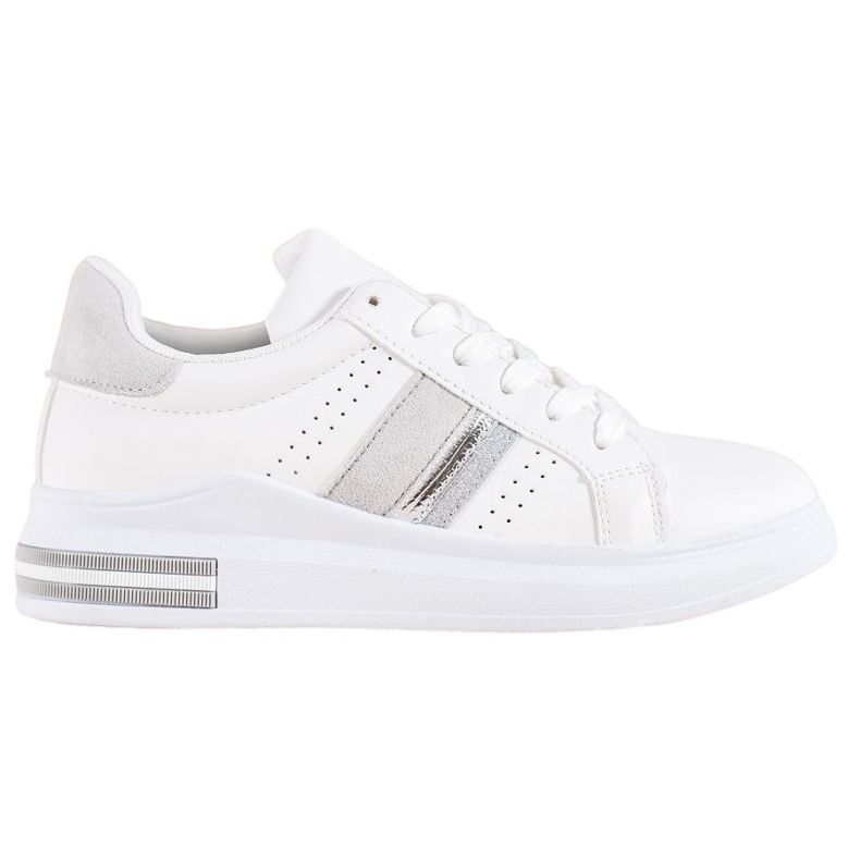 SHELOVET Adidași cu inserții din piele de căprioară alb