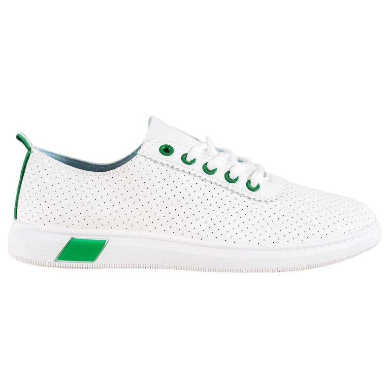 SHELOVET Adidași ajurati cu piele ecologică alb