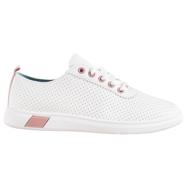 SHELOVET Adidași ajurati cu piele ecologică alb