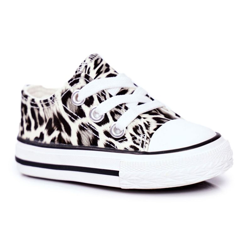FRROCK Adidași pentru copii White Shiny Leopard Berni maro maro