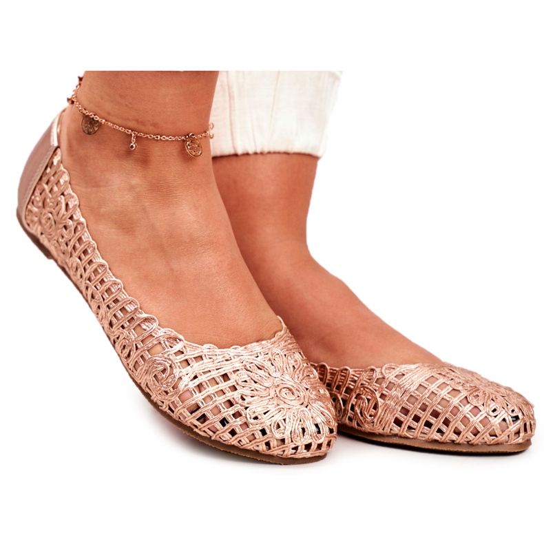 Balerini de damă Lu Boo pentru femei, trăsături din aur roz ajurat