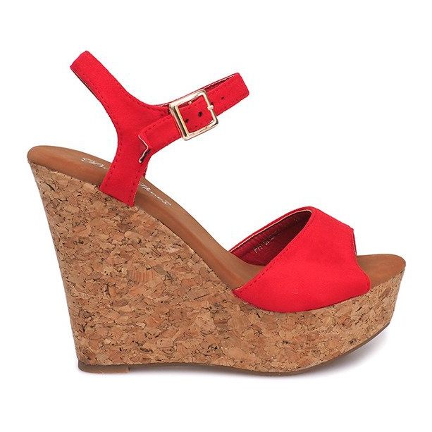 Sandale Wedge Cork 5H5654 Roșu