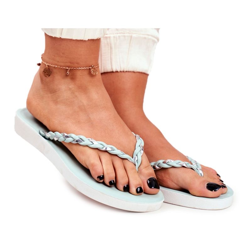 PS1 Papuci de damă Flip-flops Centura împletită Peggie verde PS1 Papuci de damă Flip-flops Centura împletită Peggie verde