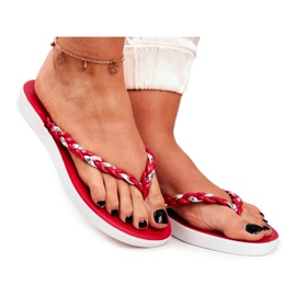 PS1 Papuci de damă Flip-Flops Curea împletită Roșu Peggie PS1 Papuci de damă Flip-Flops Curea împletită Roșu Peggie