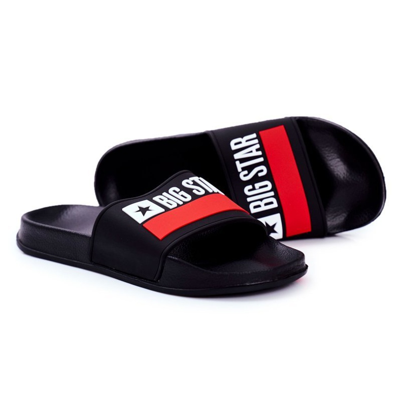 Papuci bărbați Big Star Classic Black GG174936 alb negru roșu