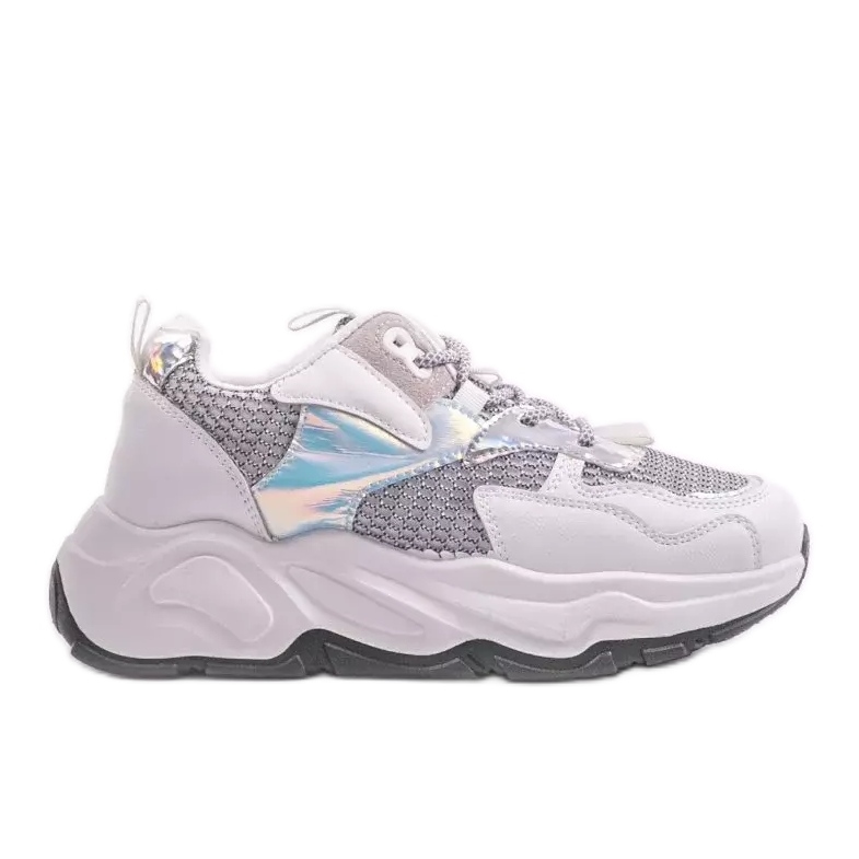 Adidași de sport albi cu inserții gri RAL-63