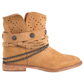 Bella Paris Cizme cu dungi decorative maro