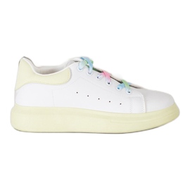 SHELOVET Adidași cu șireturi colorate alb verde SHELOVET Adidași cu șireturi colorate alb verde