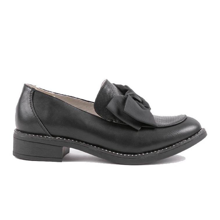 Pantofi negri alunecați cu fundă RS-WED2 negru