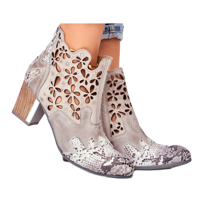 Cizme pentru femei cu toc înalt Maciejka Spring Grey 04369-13 gri