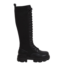 Cizme negre cu rafturi flexibile NS157P Negru Cizme negre cu rafturi flexibile NS157P Negru