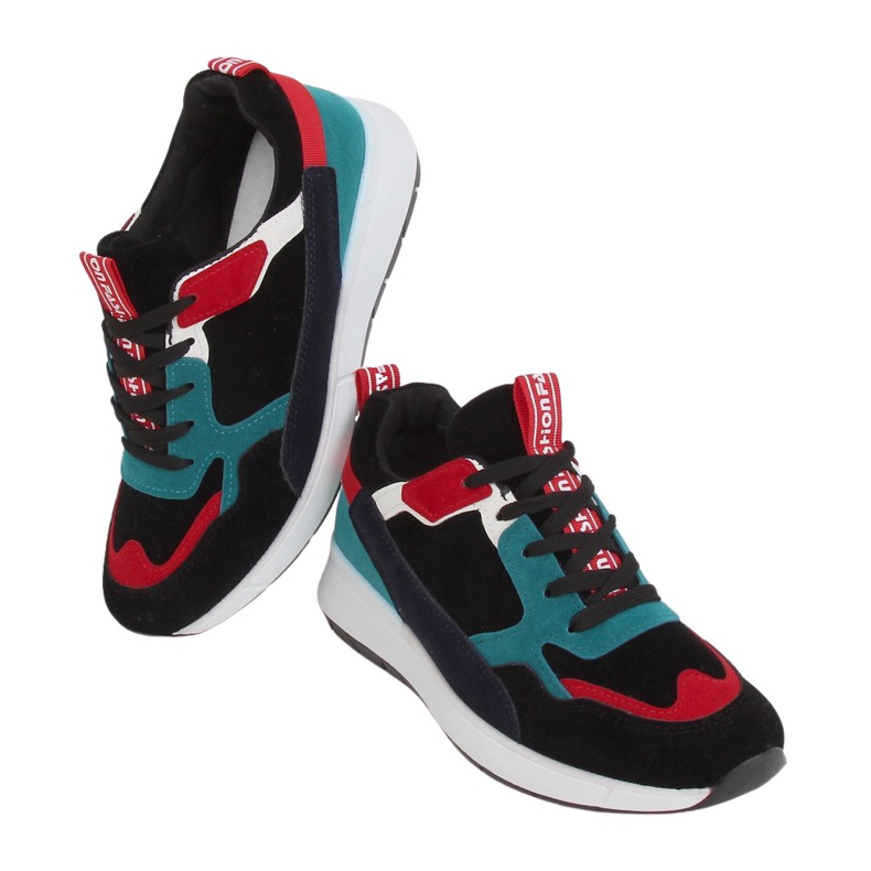 C9212 Încălțăminte sport din piele de căprioară neagră multicolor C9212 Încălțăminte sport din piele de căprioară neagră multicolor