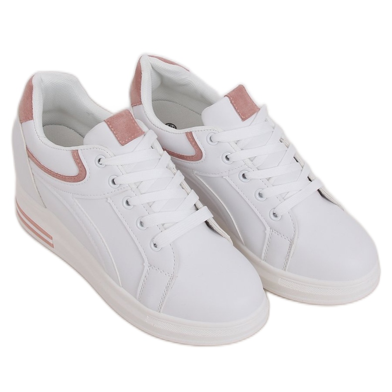 Adidași albi BY-0370 WHITE / ROSE pe o pană ascunsă Adidași albi BY-0370 WHITE / ROSE pe o pană ascunsă