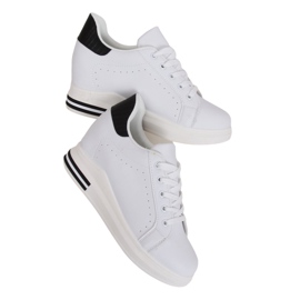 Adidași albi MY-0367 WHITE / BLACK pe o pană ascunsă
