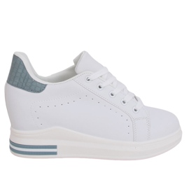 Adidași albi MY-0367 WHITE / BLUE pe o pană ascunsă