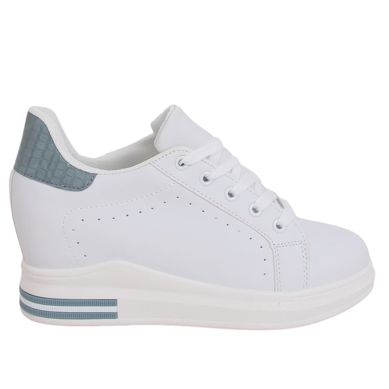 Adidași albi MY-0367 WHITE / BLUE pe o pană ascunsă